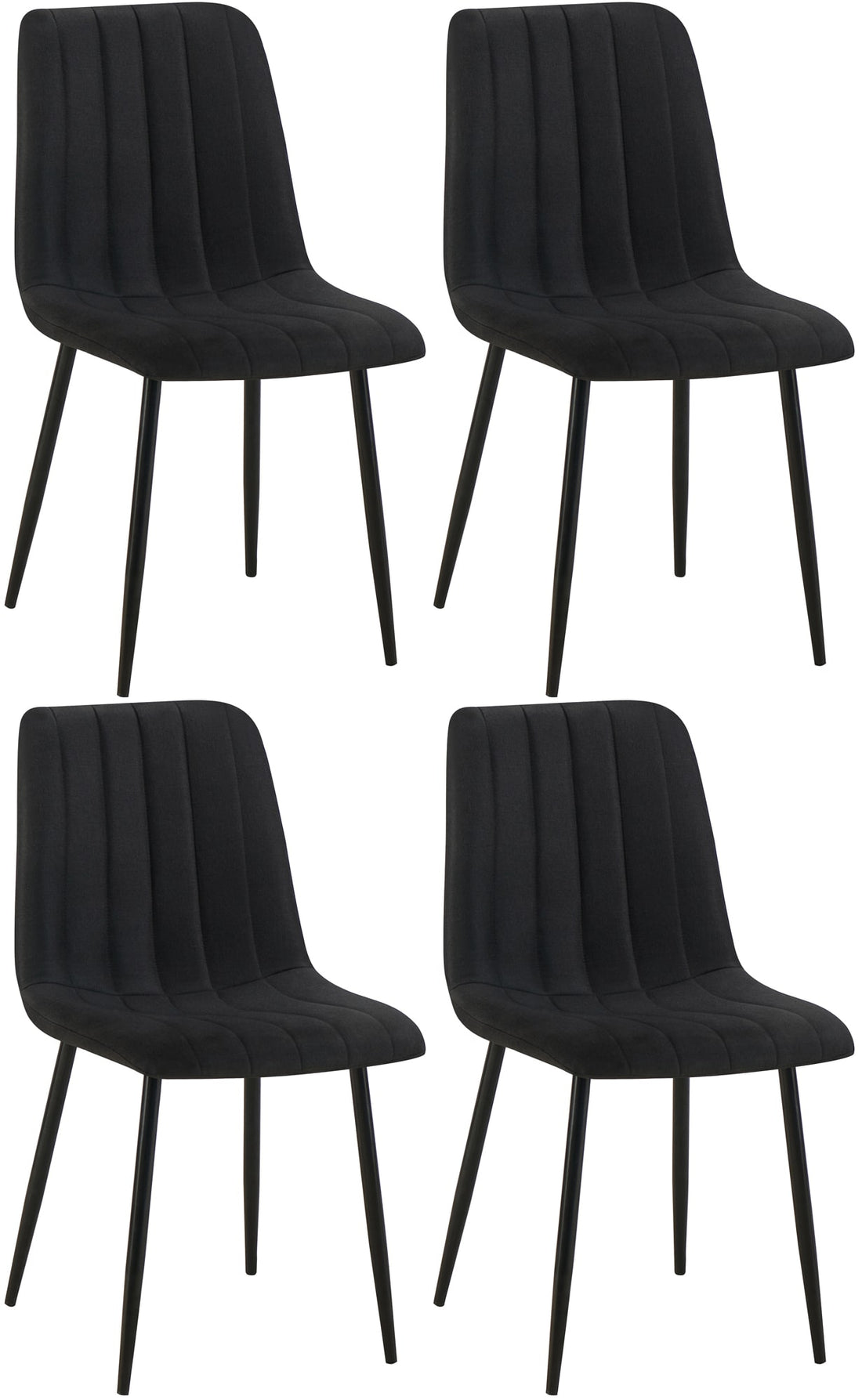 Set van 4 Eetkamerstoelen - Keukenstoelen, Langdurig Zitcomfort, Fluwelen Bekleding Kleur zwart