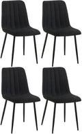 Set van 4 Eetkamerstoelen - Keukenstoelen, Langdurig Zitcomfort, Fluwelen Bekleding Kleur zwart