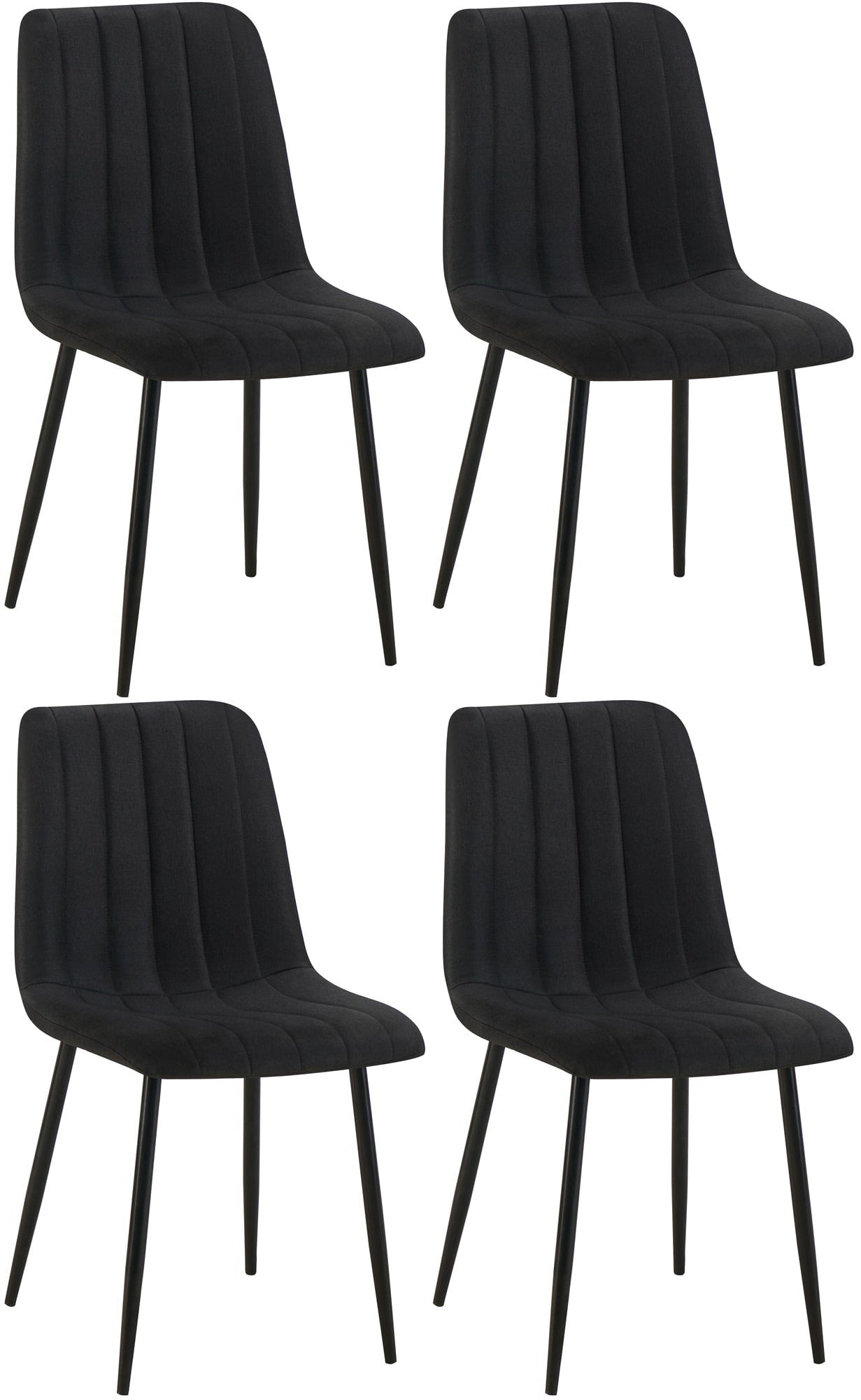 Set van 4 Eetkamerstoelen - Keukenstoelen, Langdurig Zitcomfort, Fluwelen Bekleding Kleur zwart