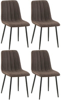 4-delige Set Stoelen - Eetkamerstoelen - Comfortabele Gewatteerde Zitting Kleur bruin Materiaal Stof