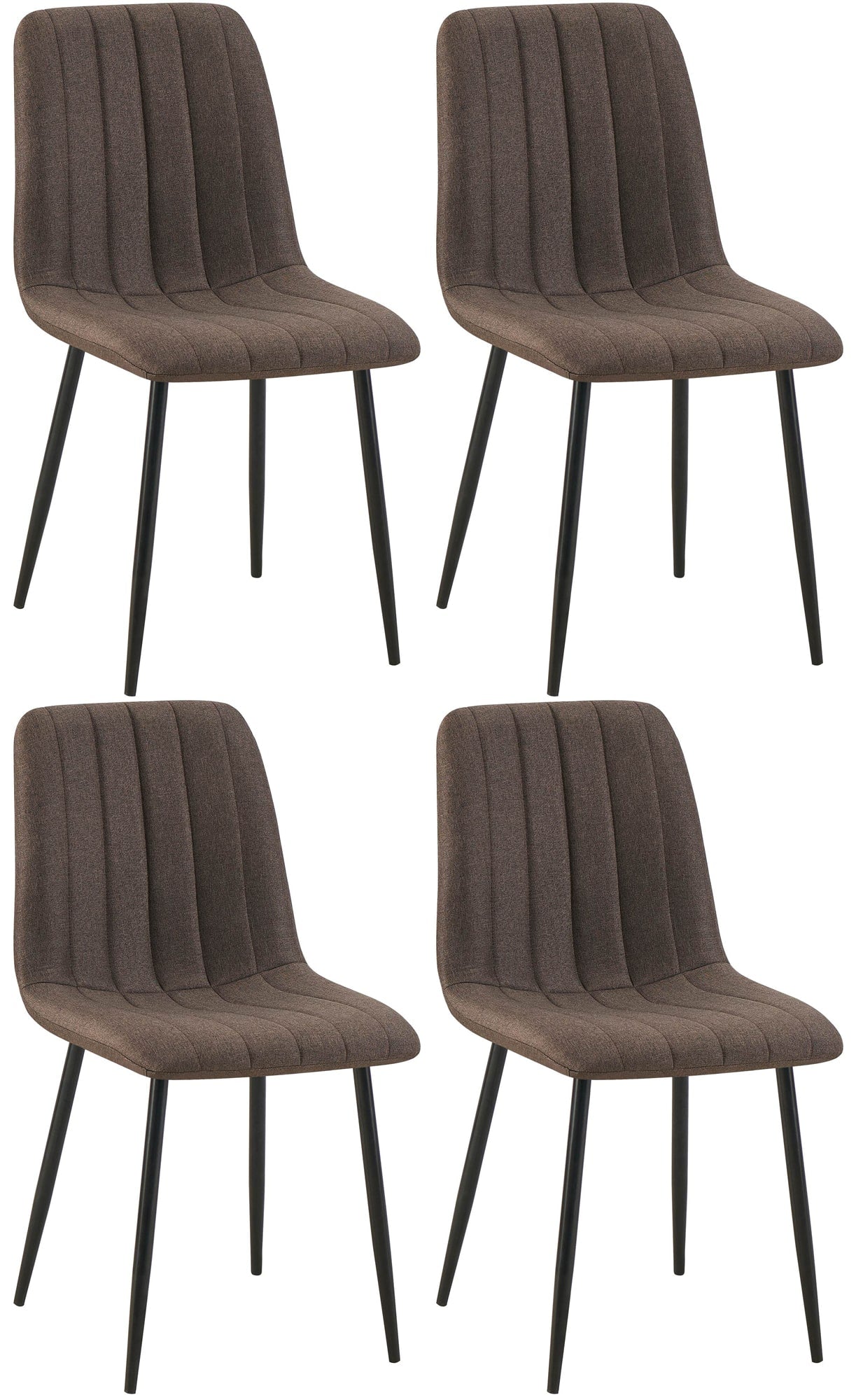 4-delige Set Stoelen - Eetkamerstoelen - Comfortabele Gewatteerde Zitting Kleur bruin Materiaal Stof