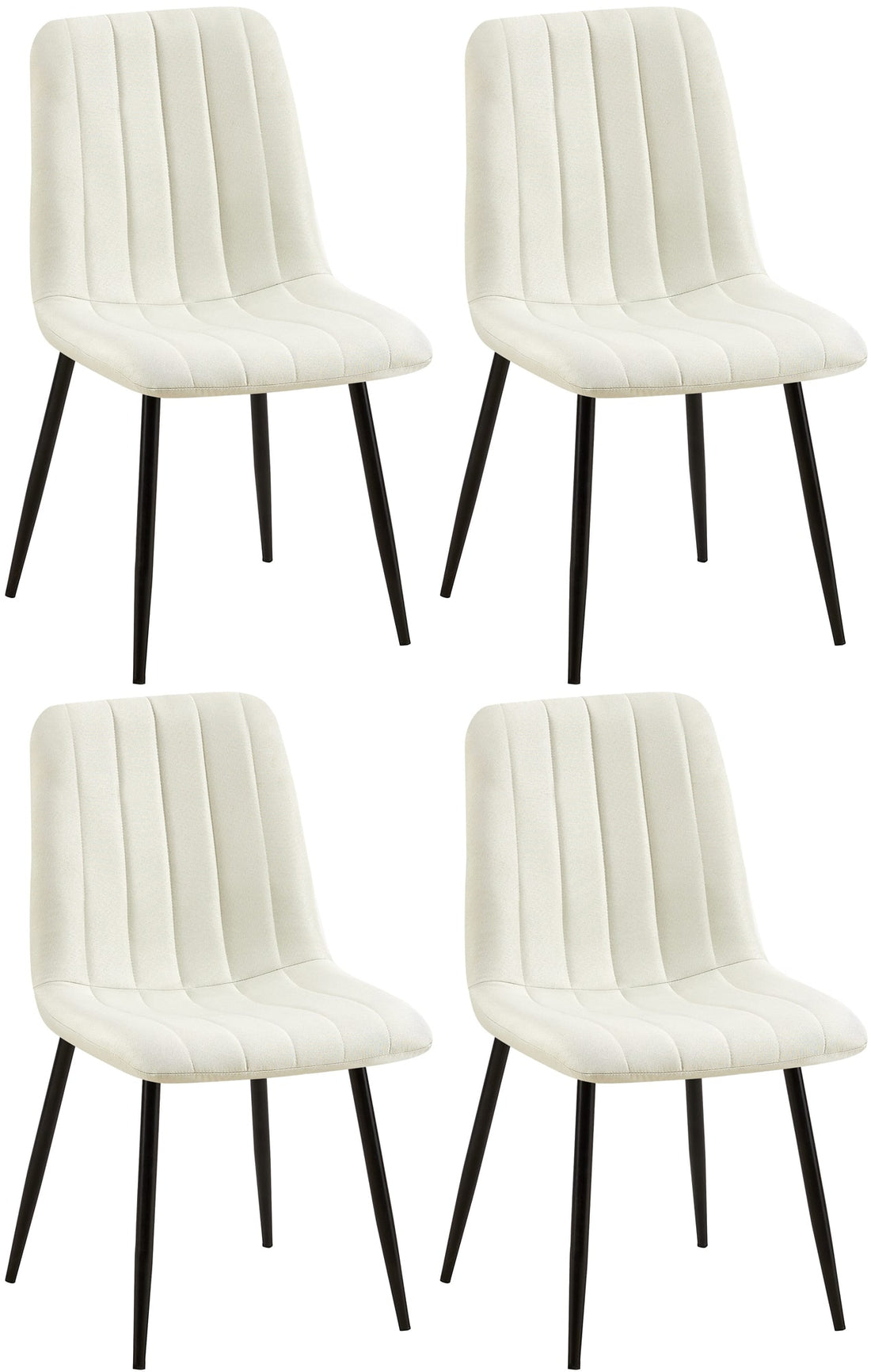 Set van 4 Eetkamerstoelen - Diningstoelen - Comfortabel gestoffeerd, Ideaal voor gevoelige vloeren Kleur crème
