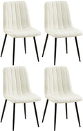 Set van 4 Eetkamerstoelen - Diningstoelen - Comfortabel gestoffeerd, Ideaal voor gevoelige vloeren Kleur crème