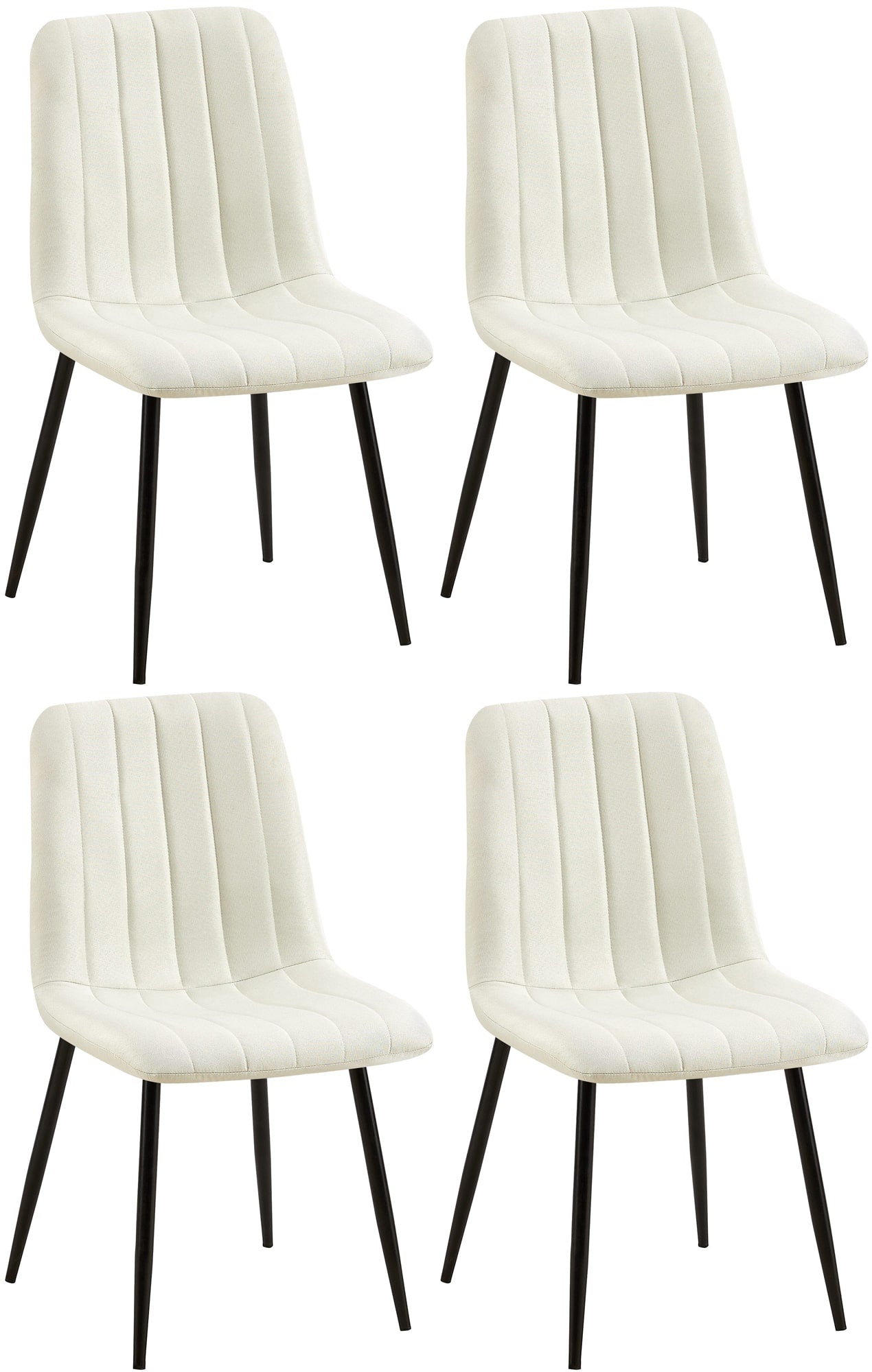 Set van 4 Eetkamerstoelen - Diningstoelen - Comfortabel gestoffeerd, Ideaal voor gevoelige vloeren Kleur crème