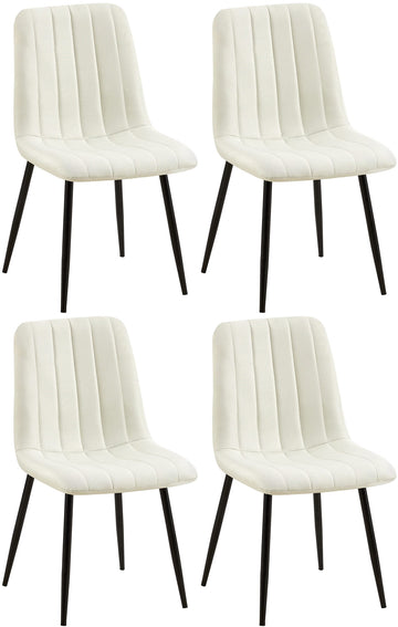 Set van 4 Eetkamerstoelen - Diningstoelen - Comfortabel gestoffeerd, Ideaal voor gevoelige vloeren Kleur crème