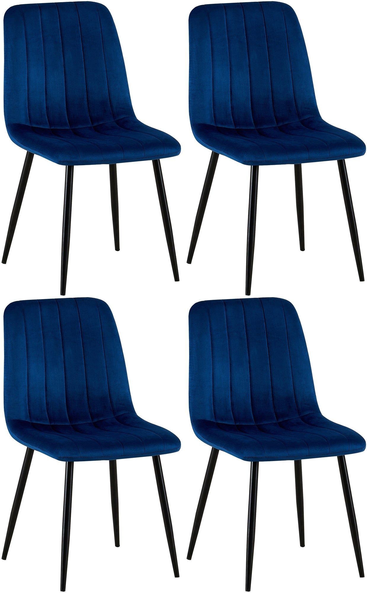 4-delige Set Stoelen - Eetkamerstoelen - Comfortabele Gewatteerde Zitting Kleur blauw Materiaal zacht