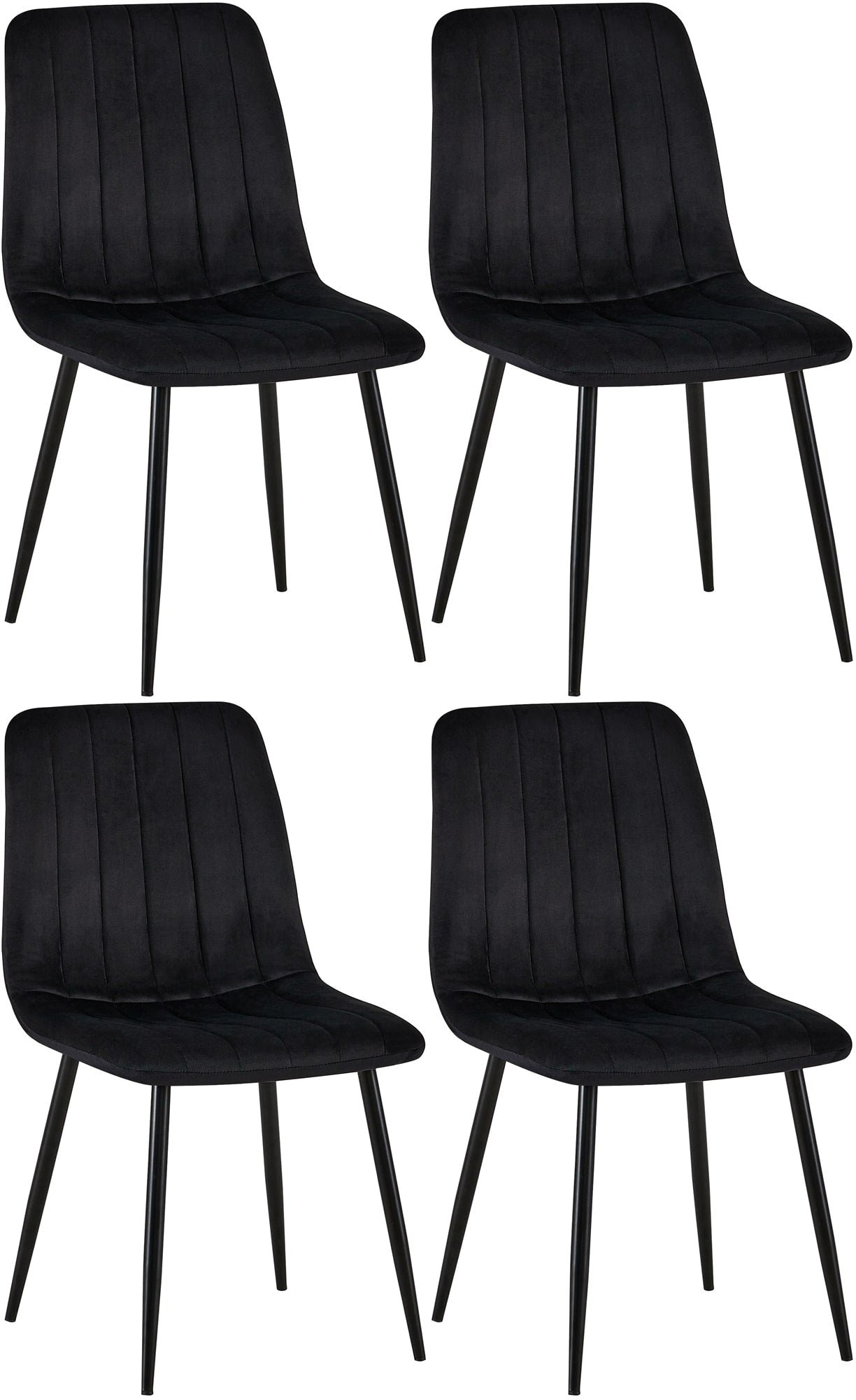 4-delige Set Stoelen - Eetkamerstoelen - Comfortabele Gewatteerde Zitting Kleur zwart Materiaal zacht