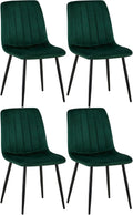 4-delige Set Stoelen - Eetkamerstoelen - Comfortabele Gewatteerde Zitting Kleur groen Materiaal zacht