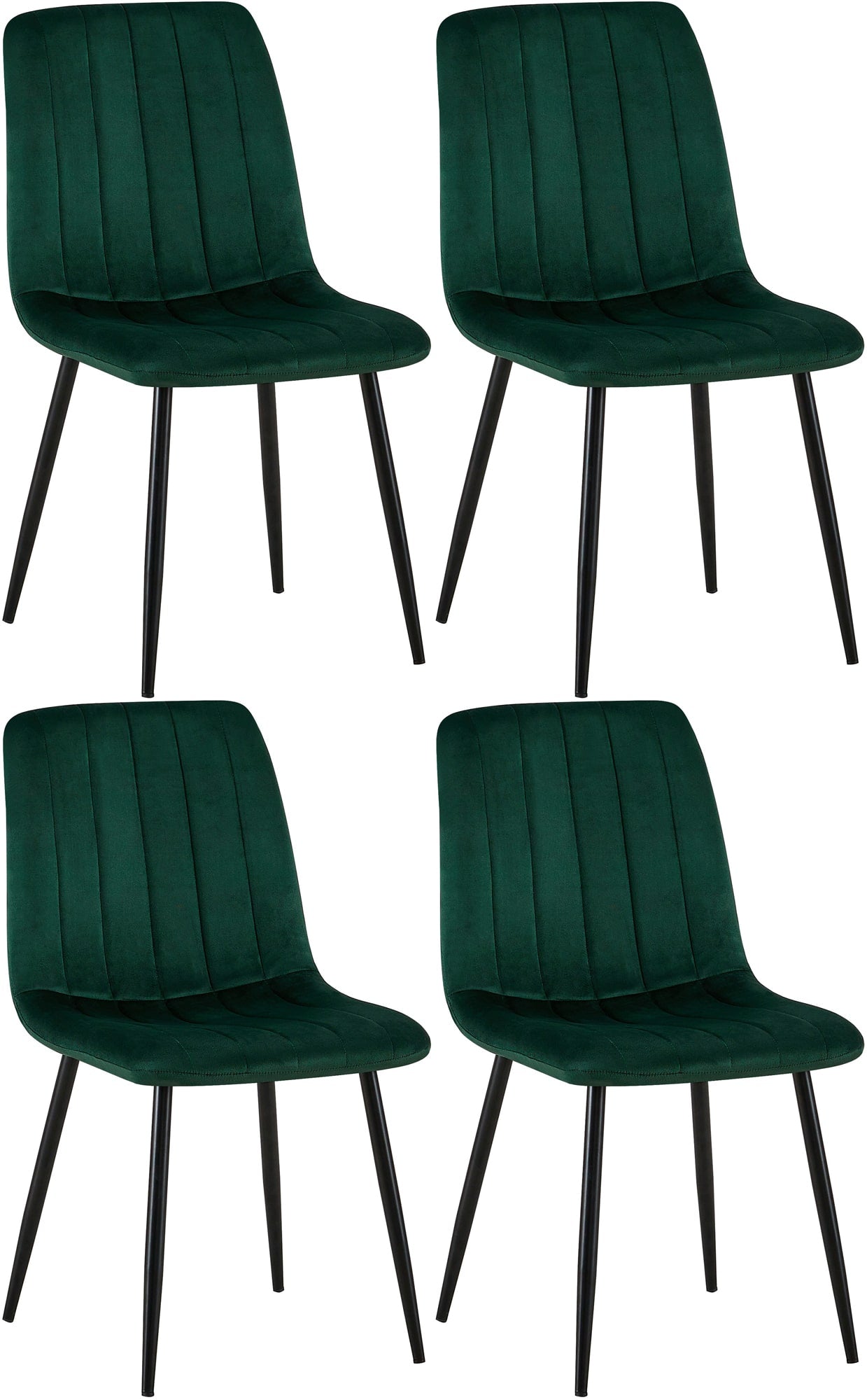 4-delige Set Stoelen - Eetkamerstoelen - Comfortabele Gewatteerde Zitting Kleur groen Materiaal zacht