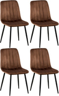 4-delige Set Stoelen - Eetkamerstoelen - Comfortabele Gewatteerde Zitting Kleur bruin Materiaal zacht