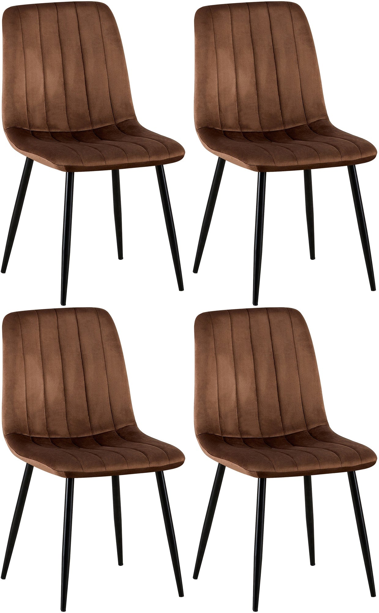 4-delige Set Stoelen - Eetkamerstoelen - Comfortabele Gewatteerde Zitting Kleur bruin Materiaal zacht