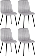 4-delige Set Stoelen - Eetkamerstoelen - Comfortabele Gewatteerde Zitting Kleur grijs Materiaal zacht
