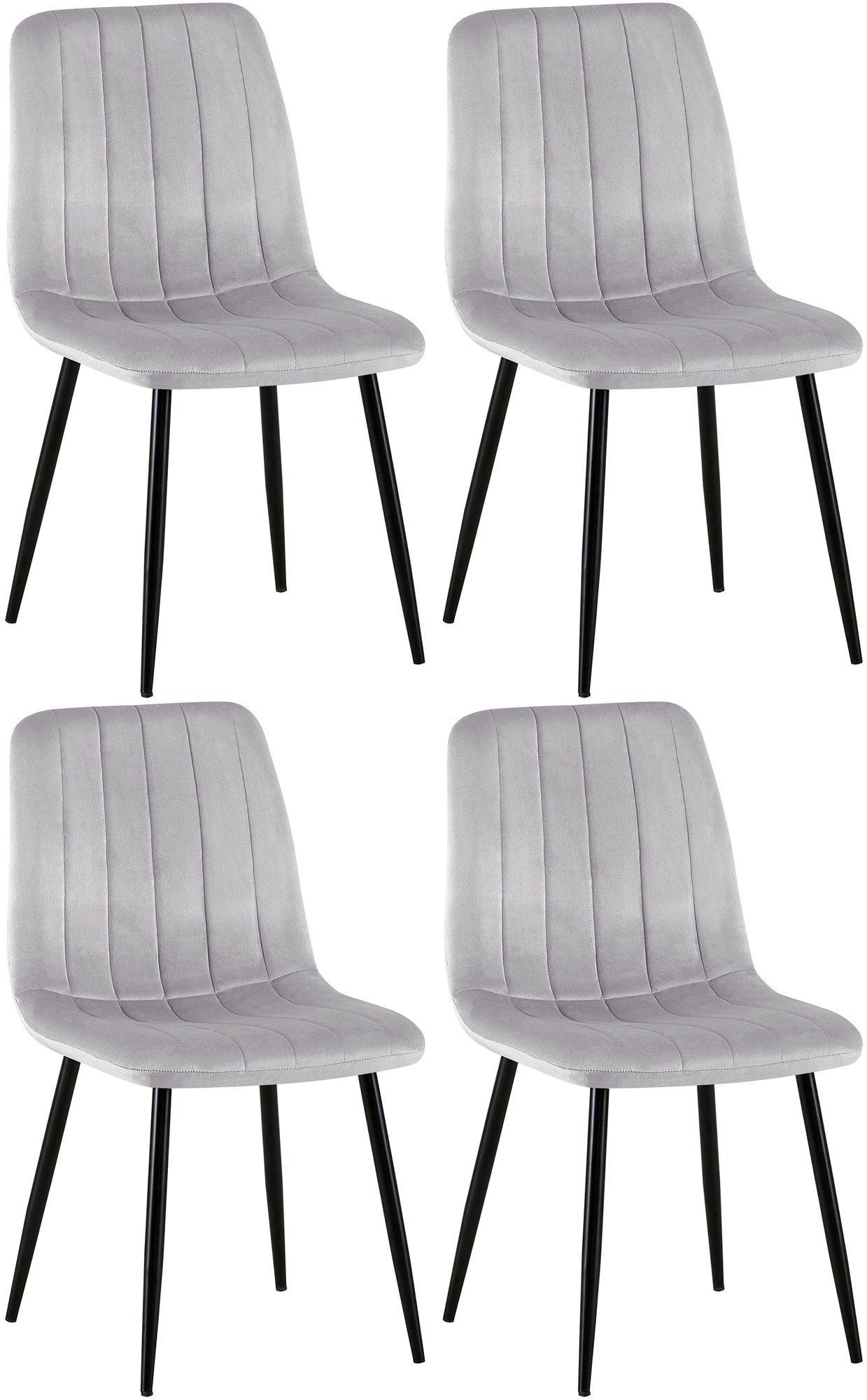 4-delige Set Stoelen - Eetkamerstoelen - Comfortabele Gewatteerde Zitting Kleur grijs Materiaal zacht