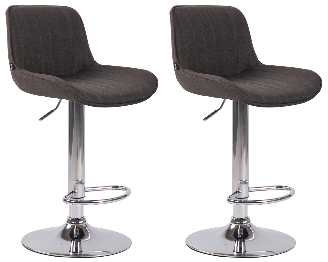 2-delige set Barkrukken - Hoge Krukken - Comfortabele, verstelbare zithoogte 60-82 cm, Stof Kleur crème Onderstel Kleur chroom