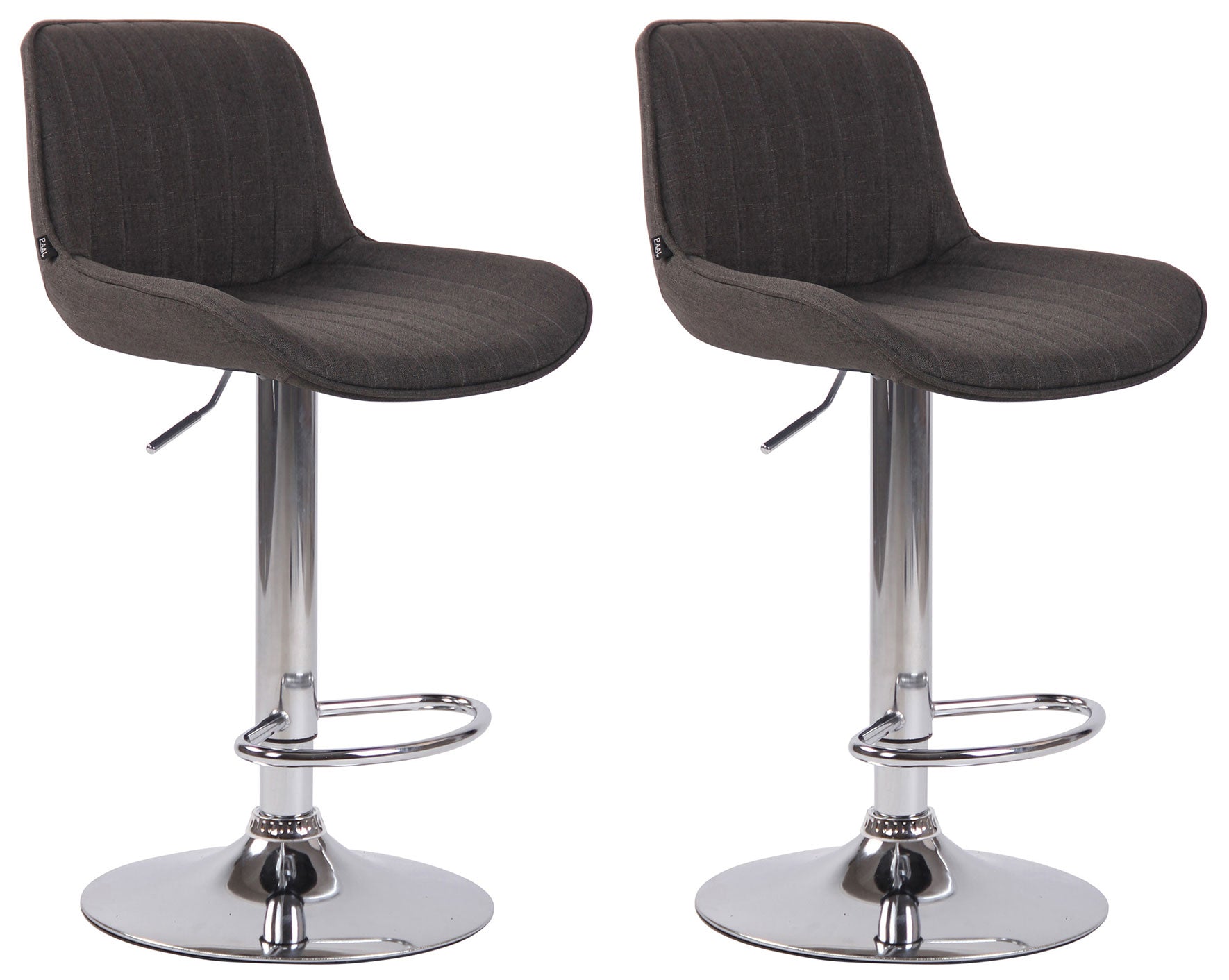 2-delige set Barkrukken - Hoge Krukken - Comfortabele, verstelbare zithoogte 60-82 cm, Stof Kleur donkergrijs Onderstel Kleur chroom