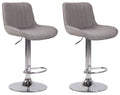 2-delige set Barkrukken - Hoge Krukken - Comfortabele, verstelbare zithoogte 60-82 cm, Stof Kleur grijs Onderstel Kleur chroom