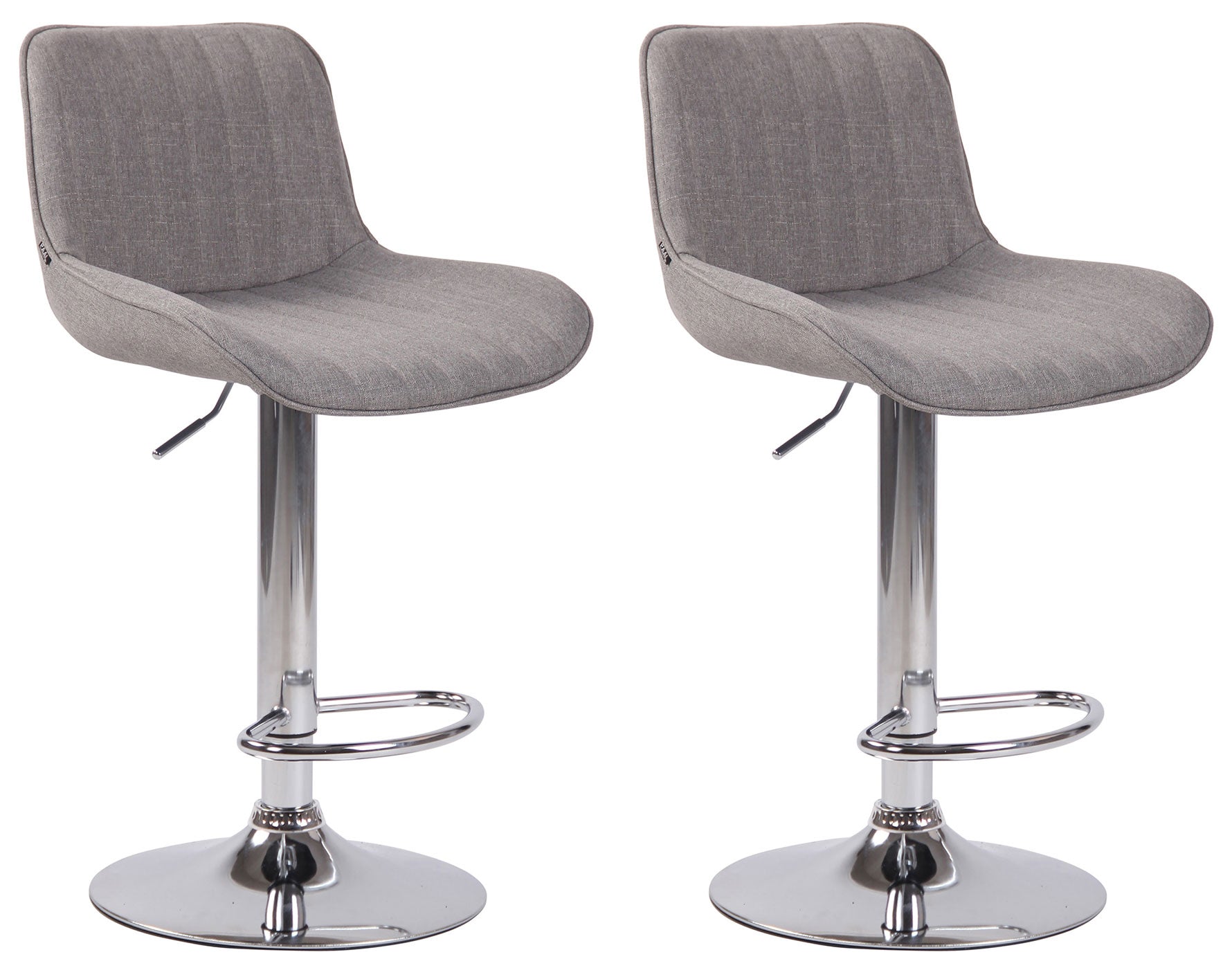 2-delige set Barkrukken - Hoge Krukken - Comfortabele, verstelbare zithoogte 60-82 cm, Stof Kleur grijs Onderstel Kleur chroom