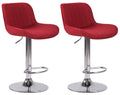 2-delige set Barkrukken - Hoge Krukken - Comfortabele, verstelbare zithoogte 60-82 cm, Stof Kleur rood Onderstel Kleur chroom