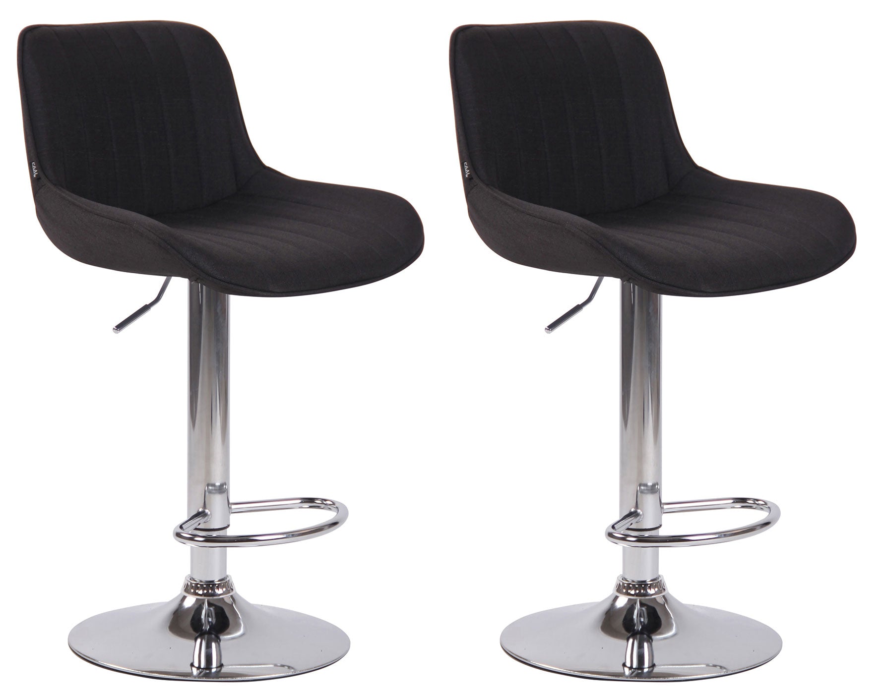 2-delige set Barkrukken - Hoge Krukken - Comfortabele, verstelbare zithoogte 60-82 cm, Stof Kleur zwart Onderstel Kleur chroom