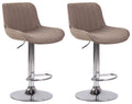 2-delige set Barkrukken - Hoge Krukken - Comfortabele, verstelbare zithoogte 60-82 cm, Stof Kleur taupe Onderstel Kleur chroom