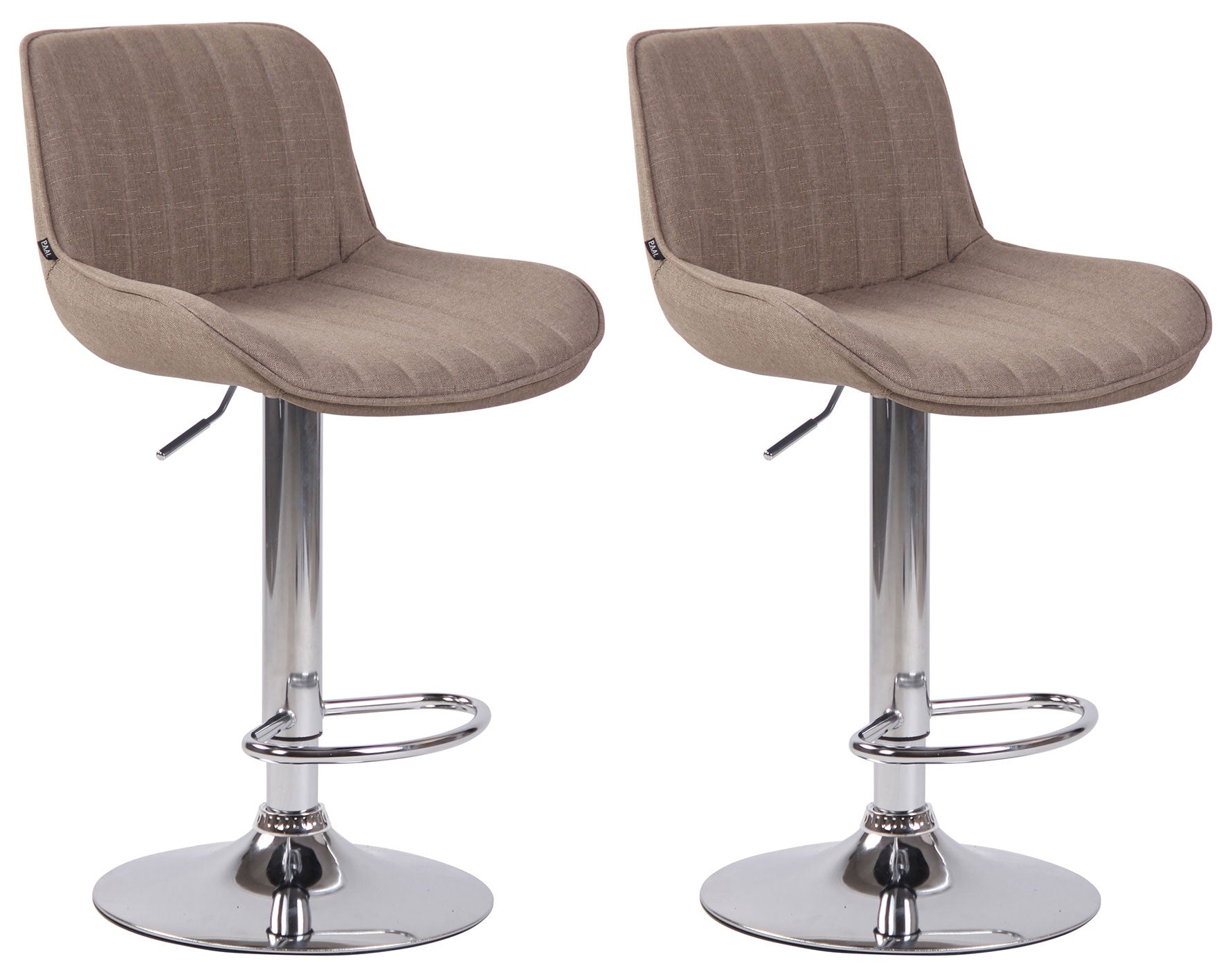 2-delige set Barkrukken - Hoge Krukken - Comfortabele, verstelbare zithoogte 60-82 cm, Stof Kleur taupe Onderstel Kleur chroom
