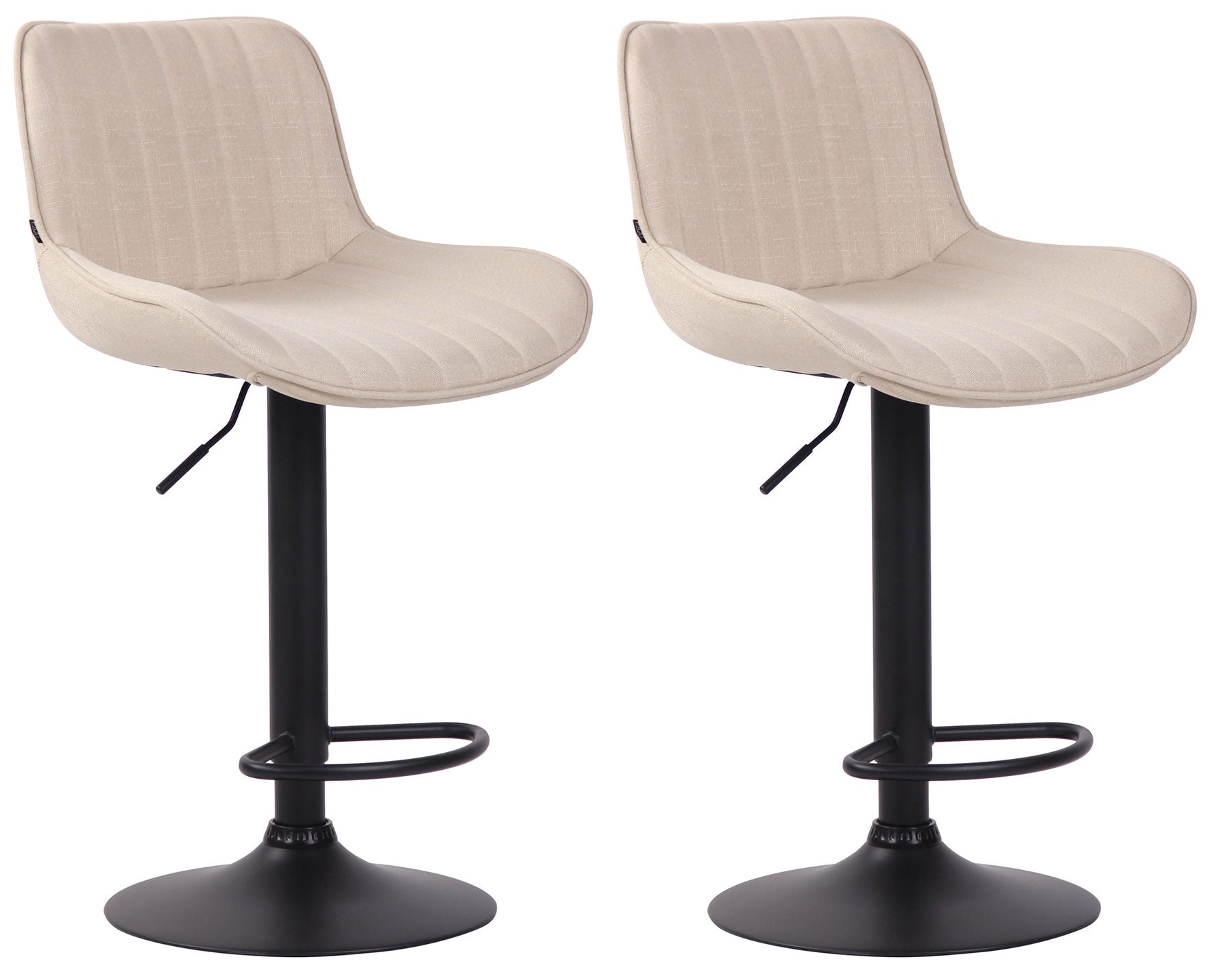 2-delige set Barkrukken - Hoge Krukken - Comfortabele, verstelbare zithoogte 60-82 cm, Stof Kleur crème Onderstel Kleur zwart
