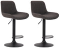 2-delige set Barkrukken - Hoge Krukken - Comfortabele, verstelbare zithoogte 60-82 cm, Stof Kleur donkergrijs Onderstel Kleur zwart