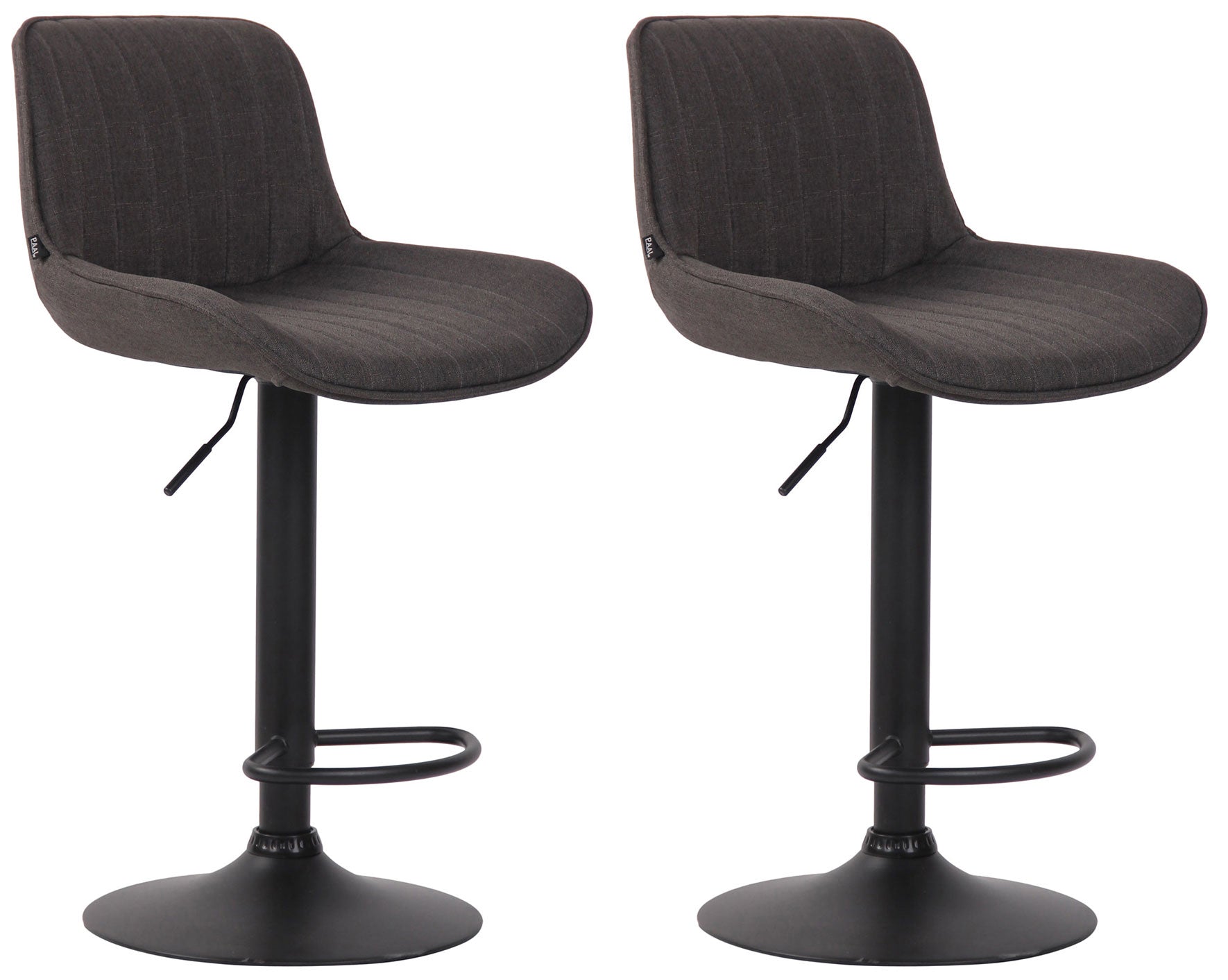 2-delige set Barkrukken - Hoge Krukken - Comfortabele, verstelbare zithoogte 60-82 cm, Stof Kleur donkergrijs Onderstel Kleur zwart