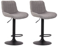 2-delige set Barkrukken - Hoge Krukken - Comfortabele, verstelbare zithoogte 60-82 cm, Stof Kleur grijs Onderstel Kleur zwart