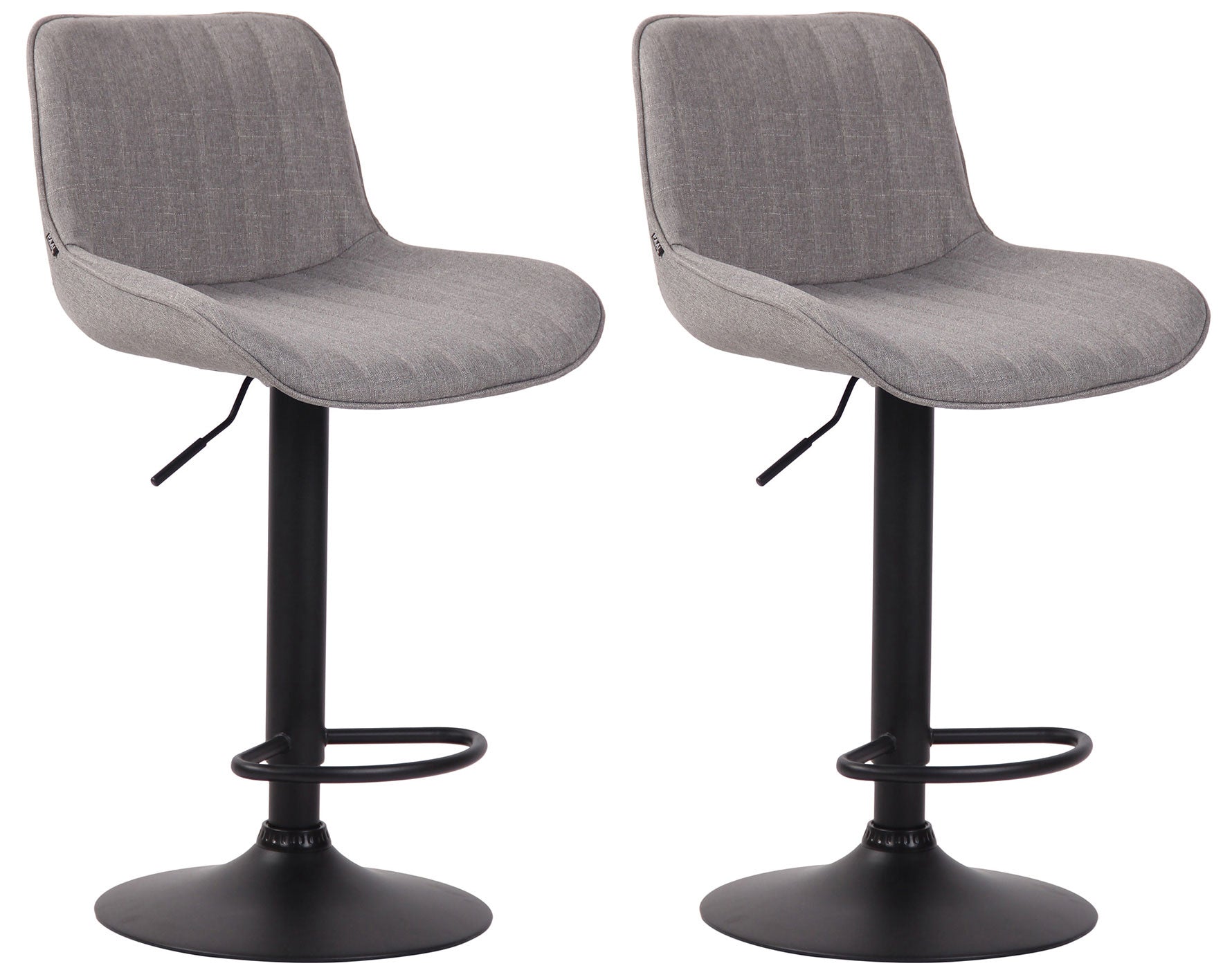 2-delige set Barkrukken - Hoge Krukken - Comfortabele, verstelbare zithoogte 60-82 cm, Stof Kleur grijs Onderstel Kleur zwart