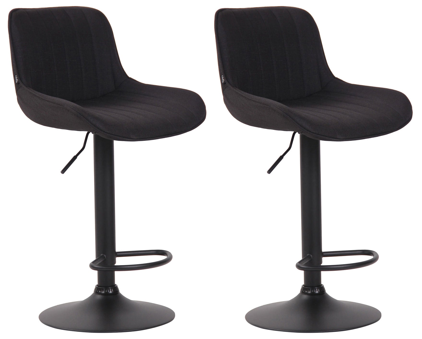 2-delige set Barkrukken - Hoge Krukken - Comfortabele, verstelbare zithoogte 60-82 cm, Stof Kleur zwart Onderstel Kleur zwart