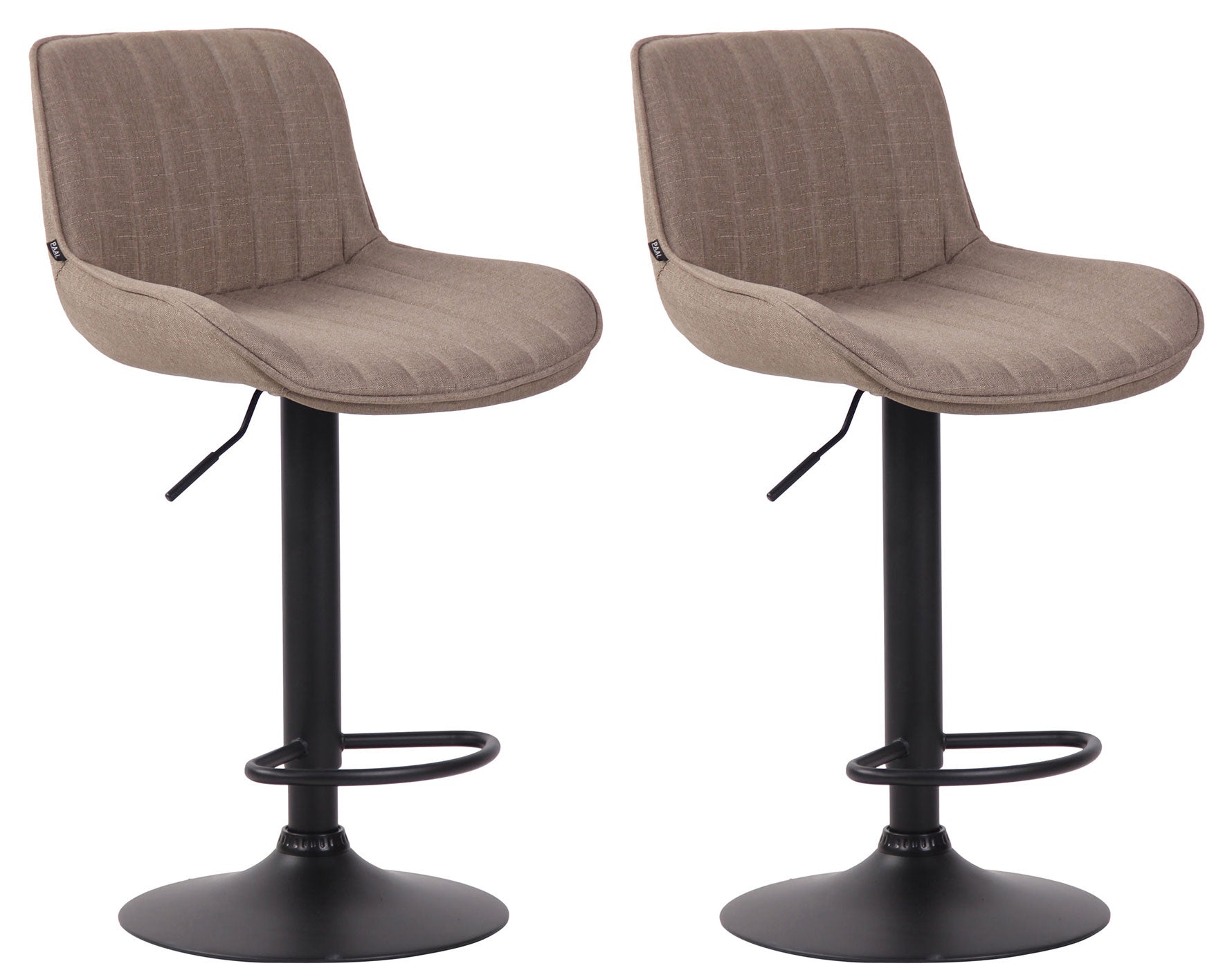 2-delige set Barkrukken - Hoge Krukken - Comfortabele, verstelbare zithoogte 60-82 cm, Stof Kleur taupe Onderstel Kleur zwart