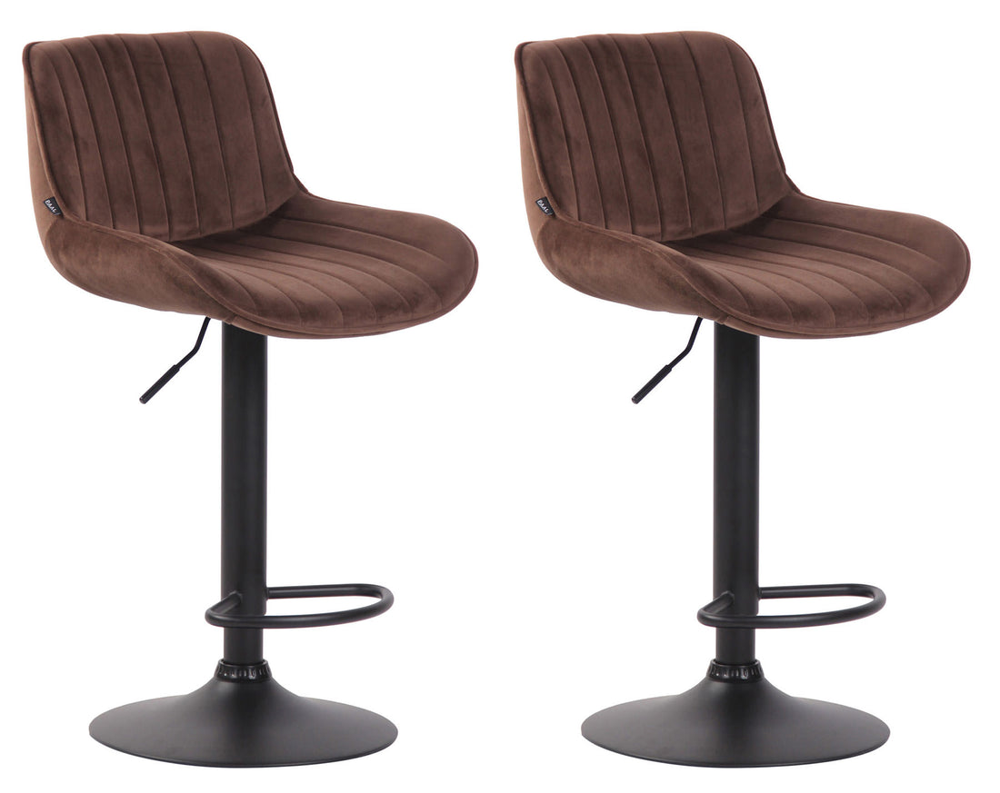 Set van 2 Fluwelen Barstoelen - Eetkamerstoelen - 360° Draaibaar Design & Verstelbare Hoogte Kleur blauw Onderstel Kleur zwart