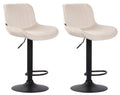 Set van 2 Fluwelen Barstoelen - Eetkamerstoelen - 360° Draaibaar Design & Verstelbare Hoogte Kleur crème Onderstel Kleur zwart