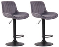 Set van 2 Fluwelen Barstoelen - Eetkamerstoelen - 360° Draaibaar Design & Verstelbare Hoogte Kleur donkergrijs Onderstel Kleur zwart