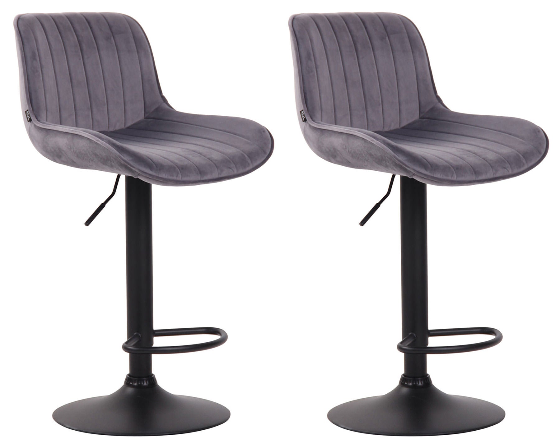 Set van 2 Fluwelen Barstoelen - Eetkamerstoelen - 360° Draaibaar Design & Verstelbare Hoogte Kleur donkergrijs Onderstel Kleur zwart