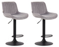 Set van 2 Fluwelen Barstoelen - Eetkamerstoelen - 360° Draaibaar Design & Verstelbare Hoogte Kleur grijs Onderstel Kleur zwart
