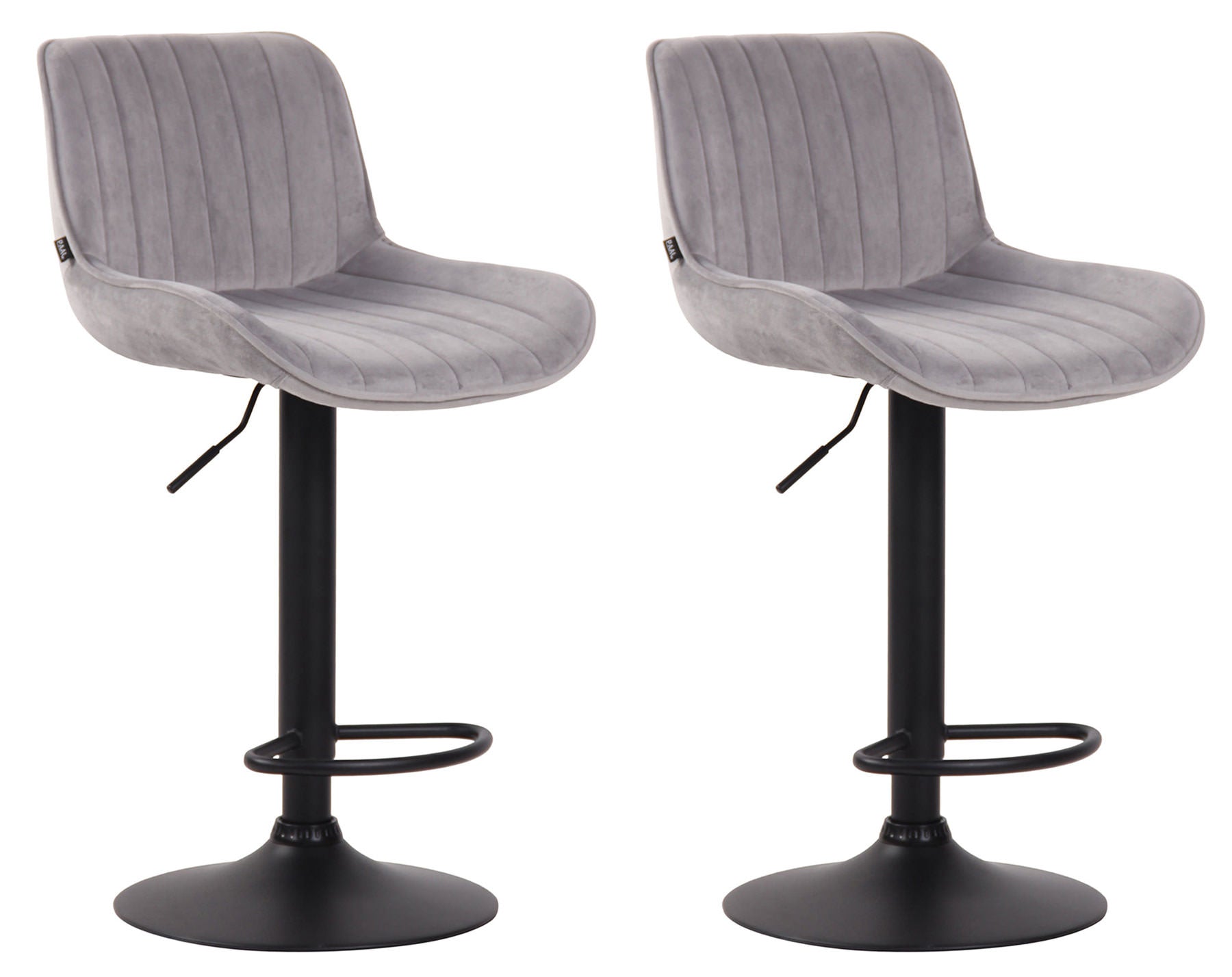 Set van 2 Fluwelen Barstoelen - Eetkamerstoelen - 360° Draaibaar Design & Verstelbare Hoogte Kleur grijs Onderstel Kleur zwart