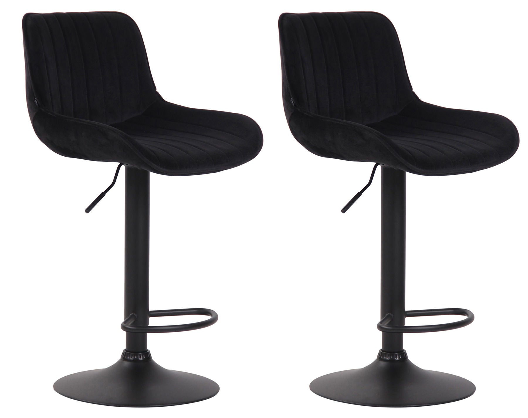 Set van 2 Fluwelen Barstoelen - Eetkamerstoelen - 360° Draaibaar Design & Verstelbare Hoogte Kleur zwart Onderstel Kleur zwart