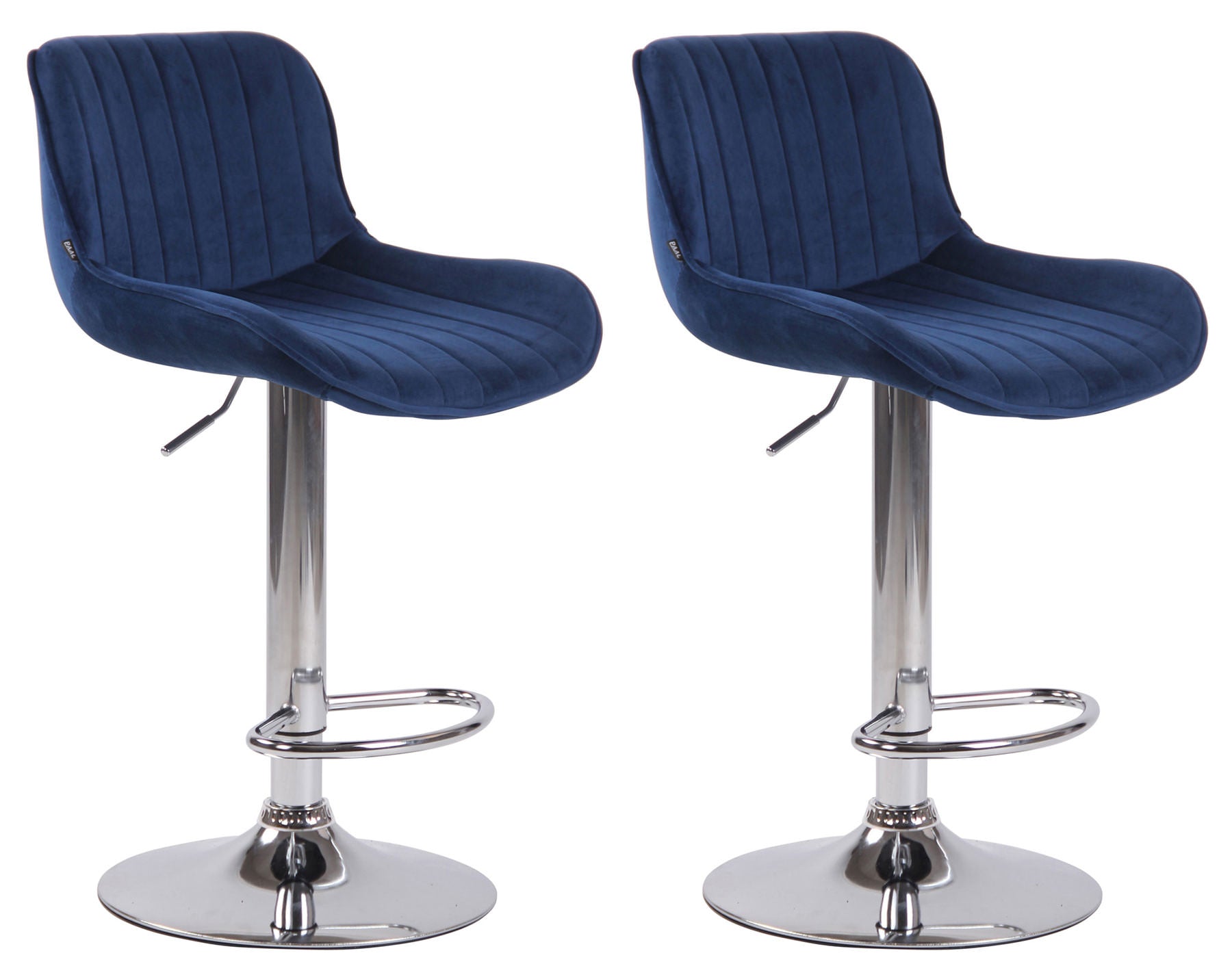 Set van 2 Fluwelen Barstoelen - Eetkamerstoelen - 360° Draaibaar Design & Verstelbare Hoogte Kleur blauw Onderstel Kleur chroom