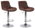 Set van 2 Fluwelen Barstoelen - Eetkamerstoelen - 360° Draaibaar Design & Verstelbare Hoogte Kleur bruin Onderstel Kleur chroom