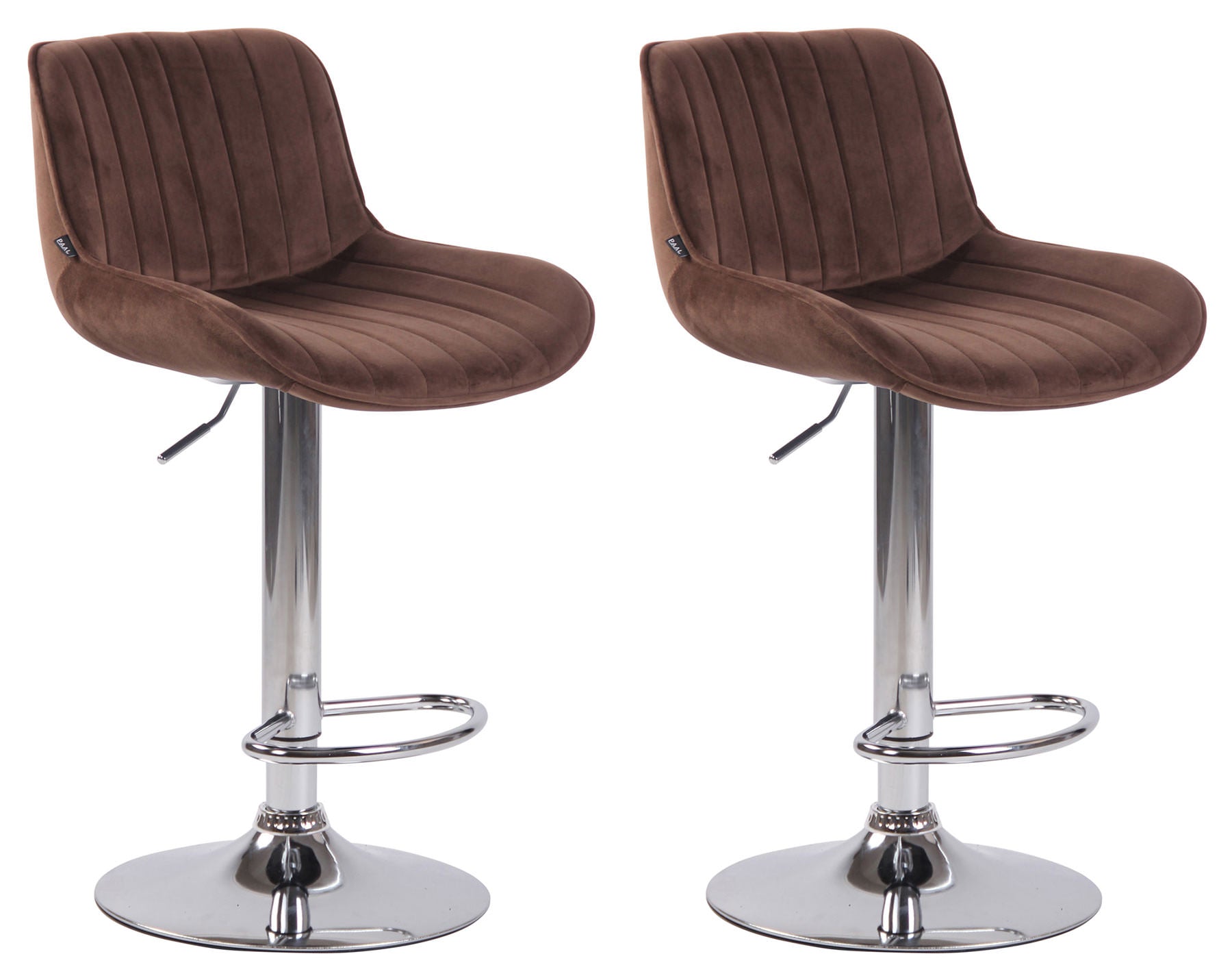 Set van 2 Fluwelen Barstoelen - Eetkamerstoelen - 360° Draaibaar Design & Verstelbare Hoogte Kleur bruin Onderstel Kleur chroom