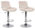 Set van 2 Fluwelen Barstoelen - Eetkamerstoelen - 360° Draaibaar Design & Verstelbare Hoogte Kleur crème Onderstel Kleur chroom