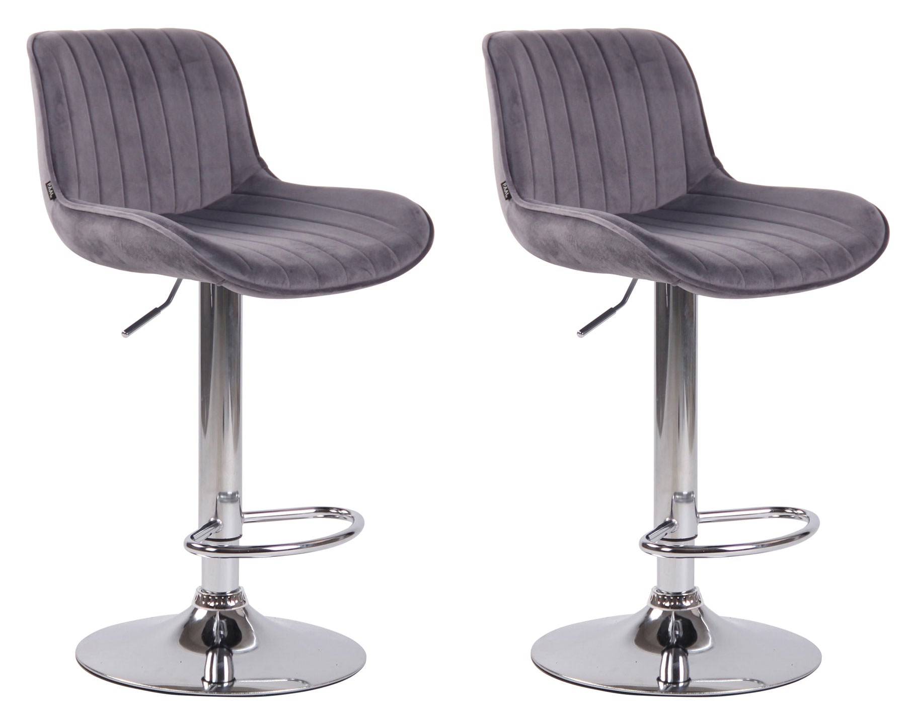 Set van 2 Fluwelen Barstoelen - Eetkamerstoelen - 360° Draaibaar Design & Verstelbare Hoogte Kleur donkergrijs Onderstel Kleur chroom