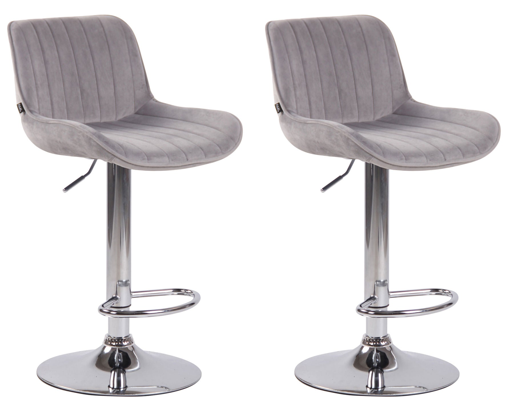 Set van 2 Fluwelen Barstoelen - Eetkamerstoelen - 360° Draaibaar Design & Verstelbare Hoogte Kleur grijs Onderstel Kleur chroom