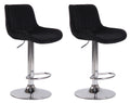 Set van 2 Fluwelen Barstoelen - Eetkamerstoelen - 360° Draaibaar Design & Verstelbare Hoogte Kleur zwart Onderstel Kleur chroom