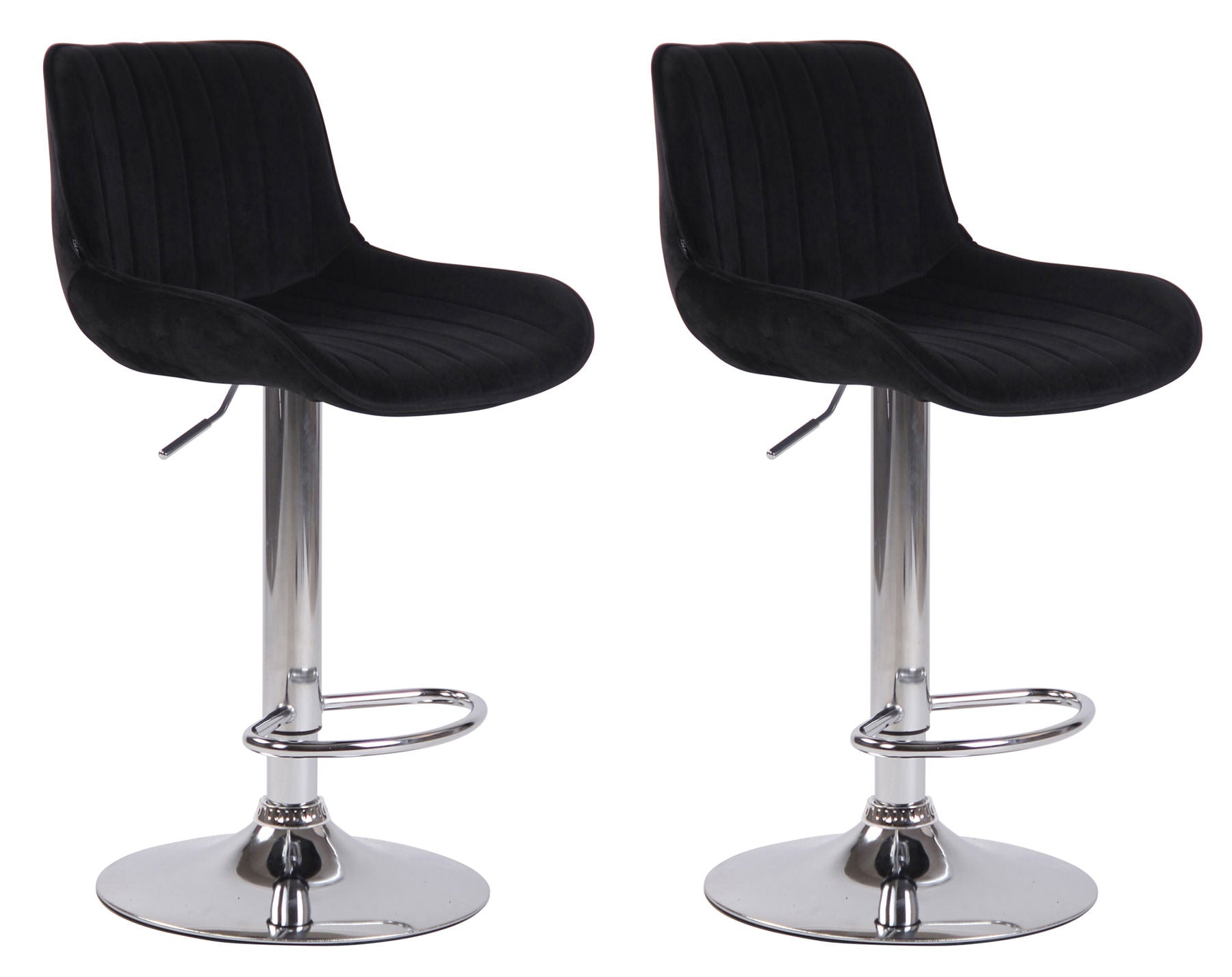 Set van 2 Fluwelen Barstoelen - Eetkamerstoelen - 360° Draaibaar Design & Verstelbare Hoogte Kleur zwart Onderstel Kleur chroom