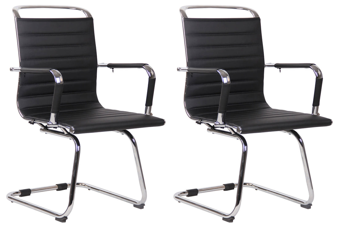 2-delige set Bezoekersstoelen - Gastfauteuils - Onderhoudsvriendelijke Luxecomfort Kleur zwart Materiaal kunstleer