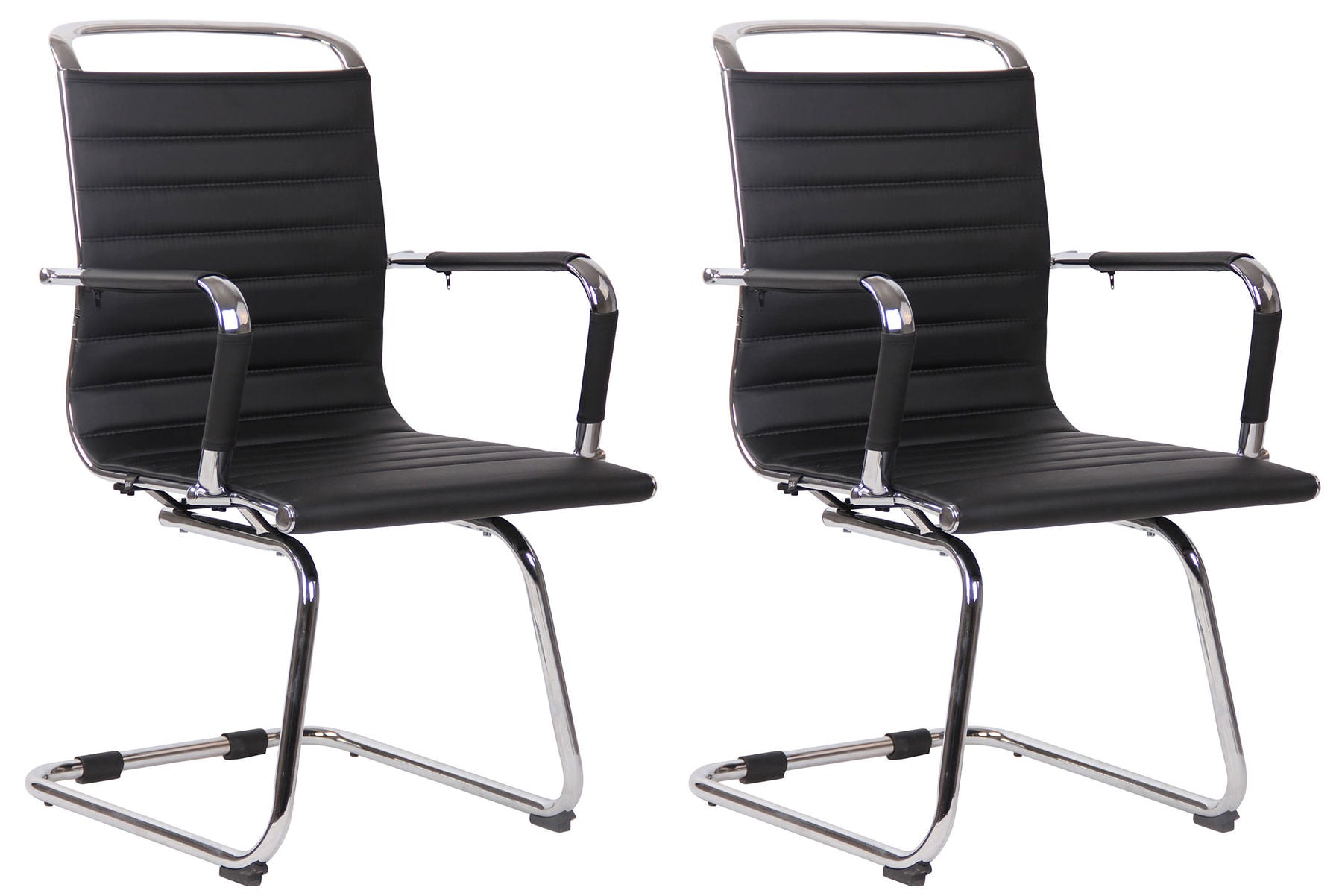 2-delige set Bezoekersstoelen - Gastfauteuils - Onderhoudsvriendelijke Luxecomfort Kleur zwart Materiaal kunstleer