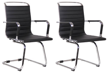 2-delige set Bezoekersstoelen - Gastfauteuils - Onderhoudsvriendelijke Luxecomfort Kleur zwart Materiaal kunstleer
